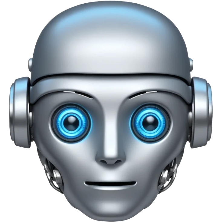 A friendly robot face with a glowing brain emoji
