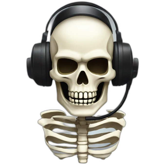 Military Skeleton mask with a long black mask underneath it and headset with a microphone emoji