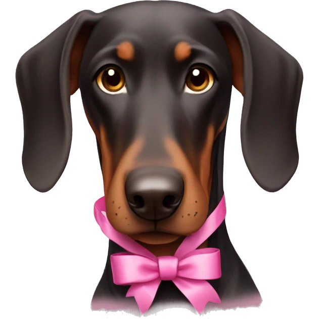 Doberman with a pink ribbon  emoji