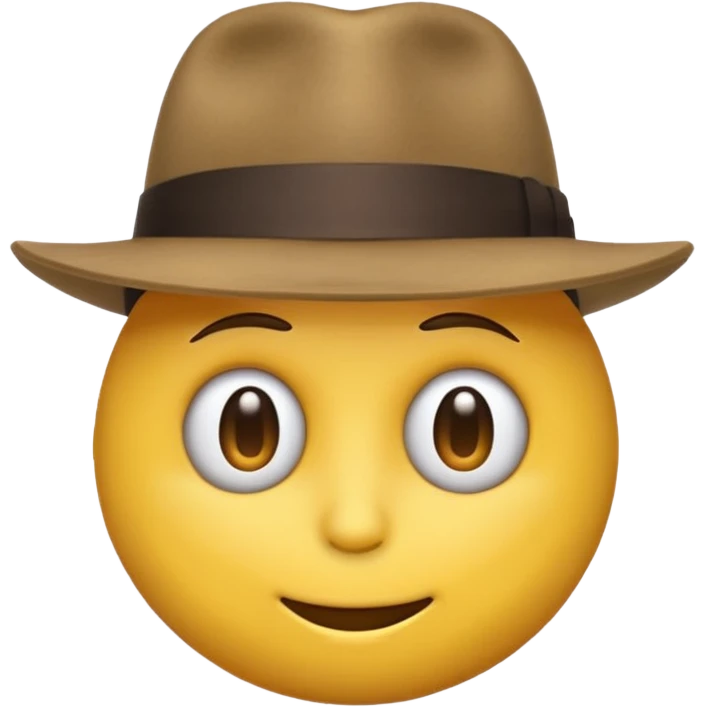 round yellow emoji head pulling its fedora down into its face with one hand, looking mysterious. emoji