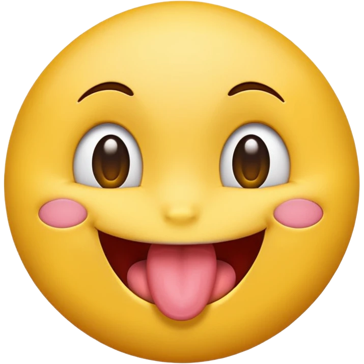 Emoji with its tounge out smiling whilst staring up emoji
