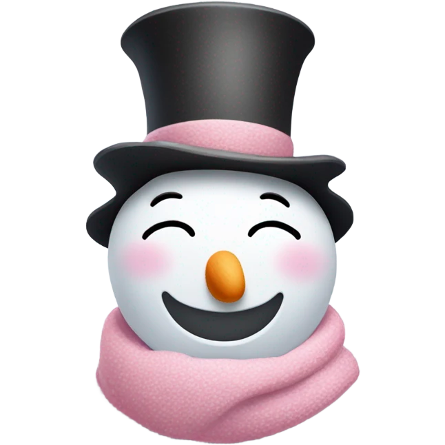 Cute white and light pink snowman emoji