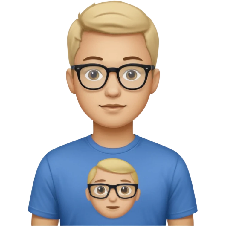 a man in his early 20s wearing glasses for a tech company, his job is marketer emoji
