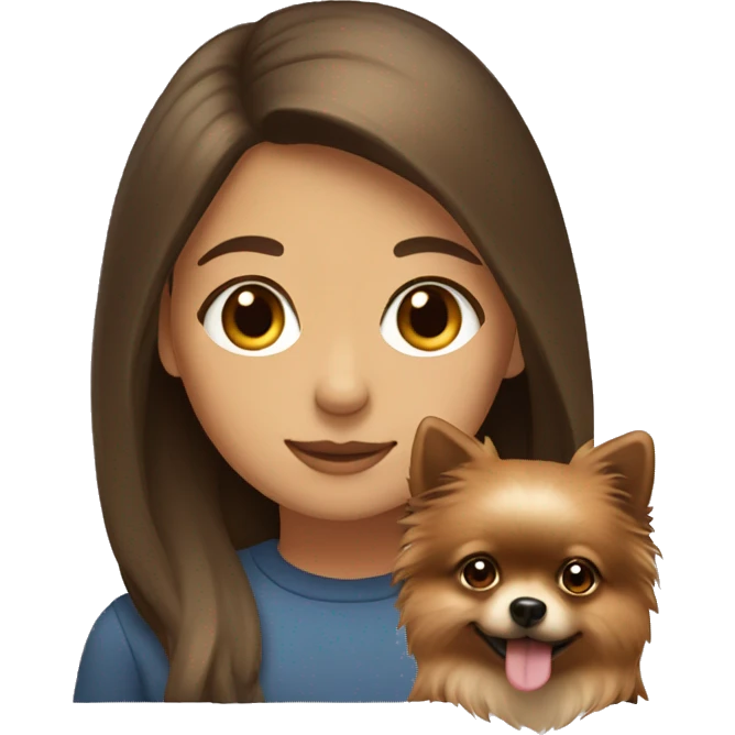Girl with brown hair and write Pomeranian  emoji