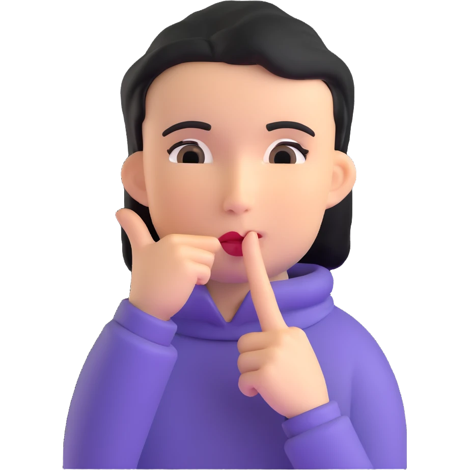 3d character with finger over lips making quiet gesture emoji