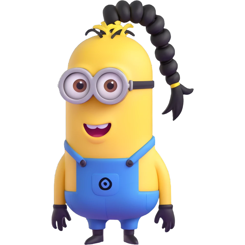 yellow minion character with ponytail hairstyle emoji