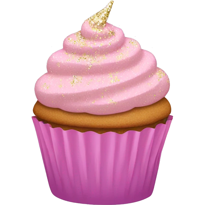 Cupcake with Light pink frosting and glitter sprinkles  emoji
