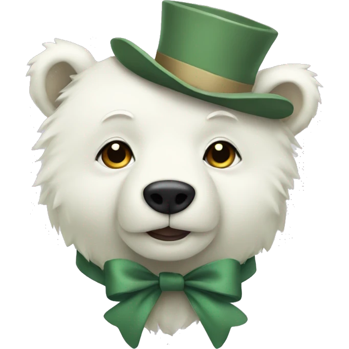 White bear with a sage green bow around its neck emoji