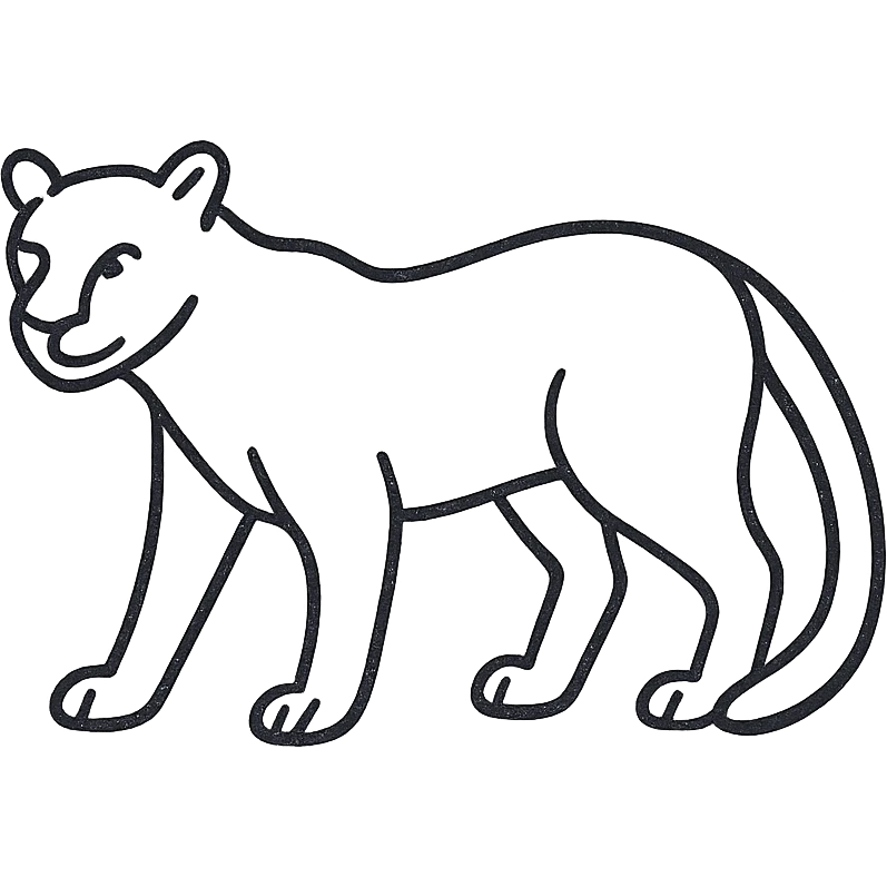 puma, hand-drawn black outline style emoji