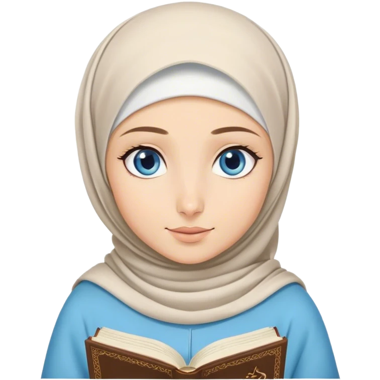 Turkish blonde Hijabi girl with blue eyes and beautiful finish reading quran emoji