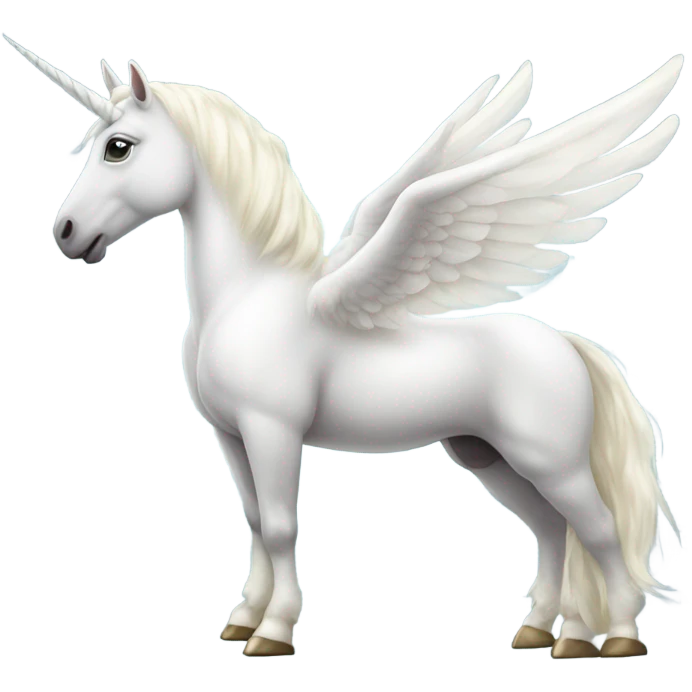 White unicorn with iridescent hooves and horn and wings emoji