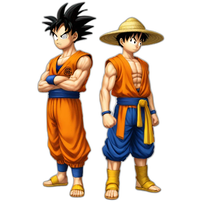 San Goku et Luffy qui jouent au ftisbee emoji
