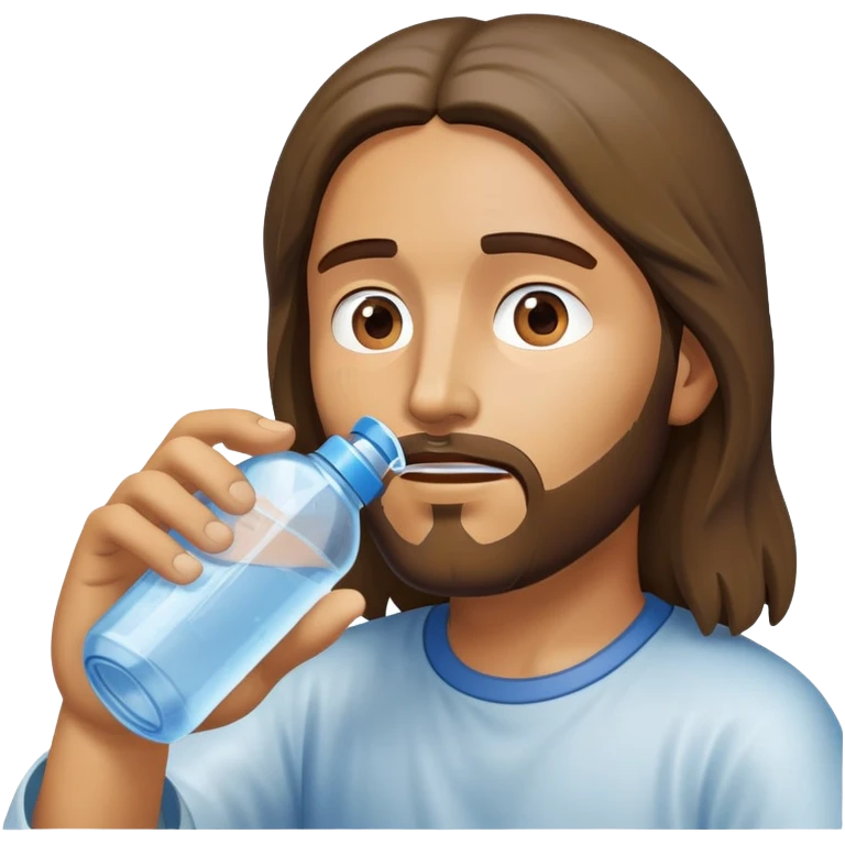 Jesus drinking from a plastic water bottle emoji