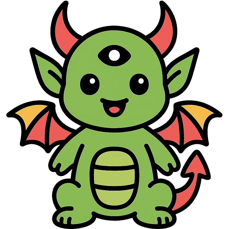 kid dragon mixed with demon and alien features emoji