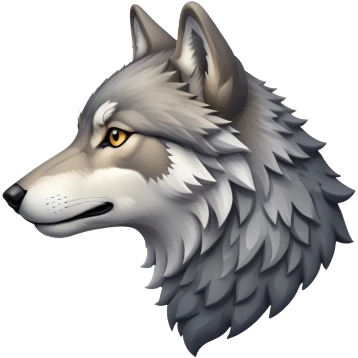 gray wolf head profile view, side view emoji