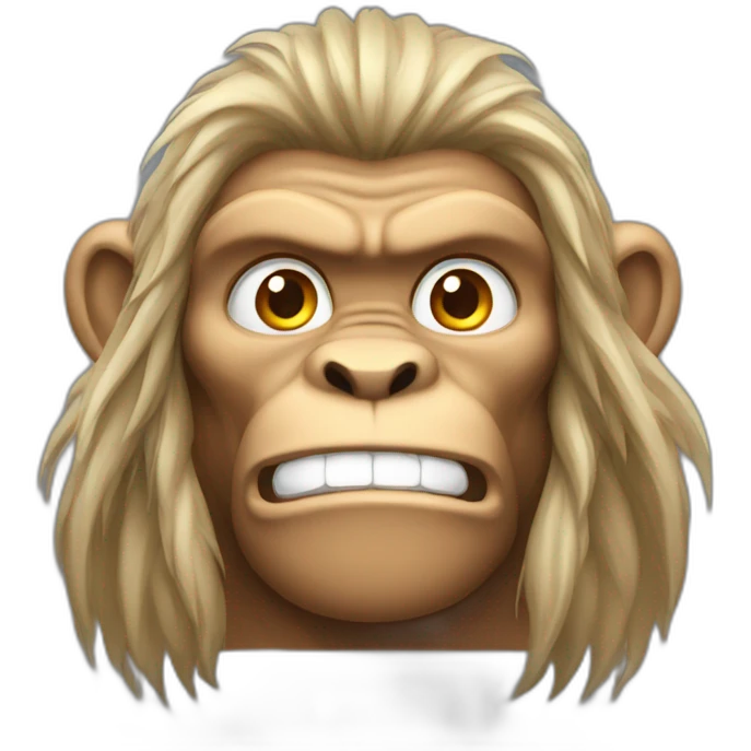 muscular monkey man with long hair emoji