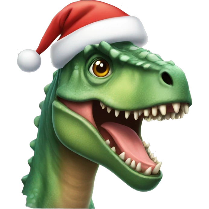 Dinosaur with a Santa hat emoji