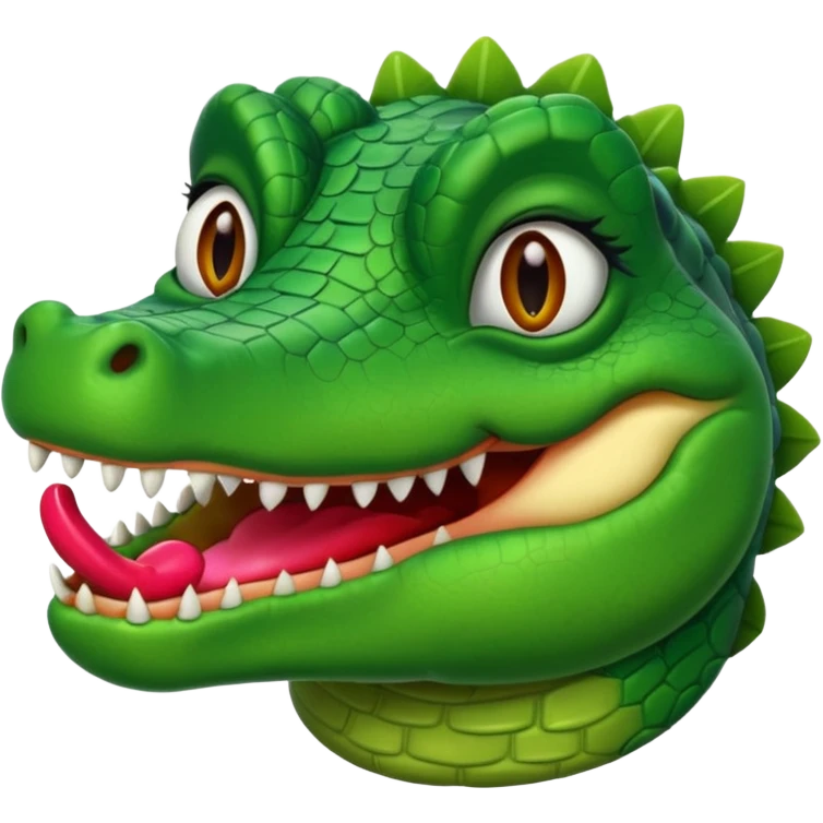 Gator with eyelashes and lipstick emoji