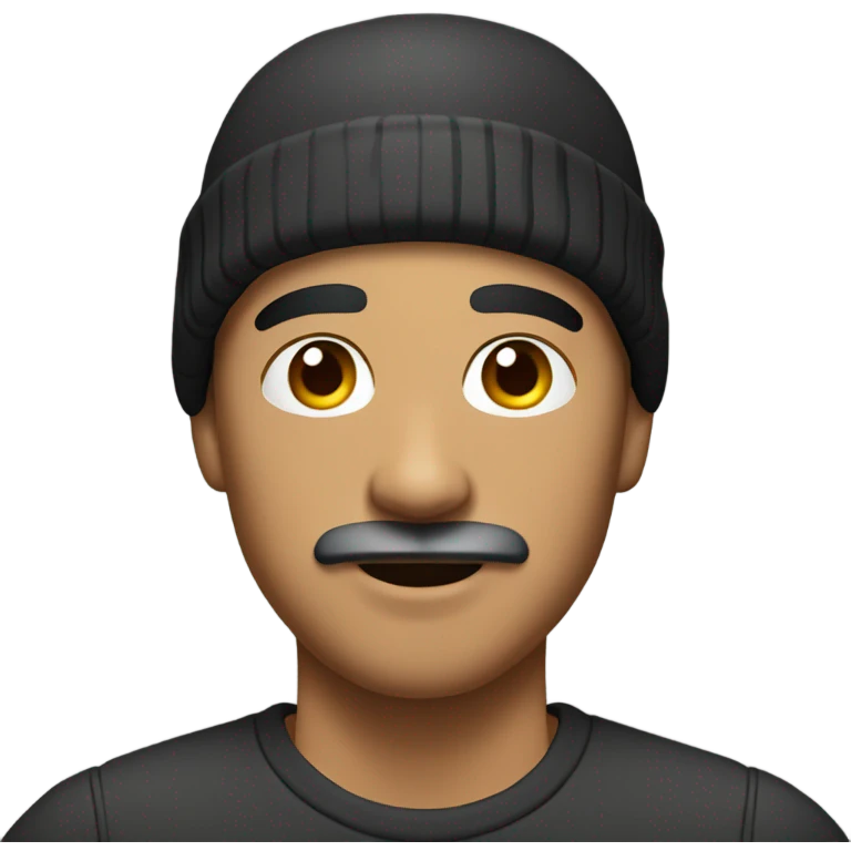 Hispanic man with skinny mustache and a beanie emoji