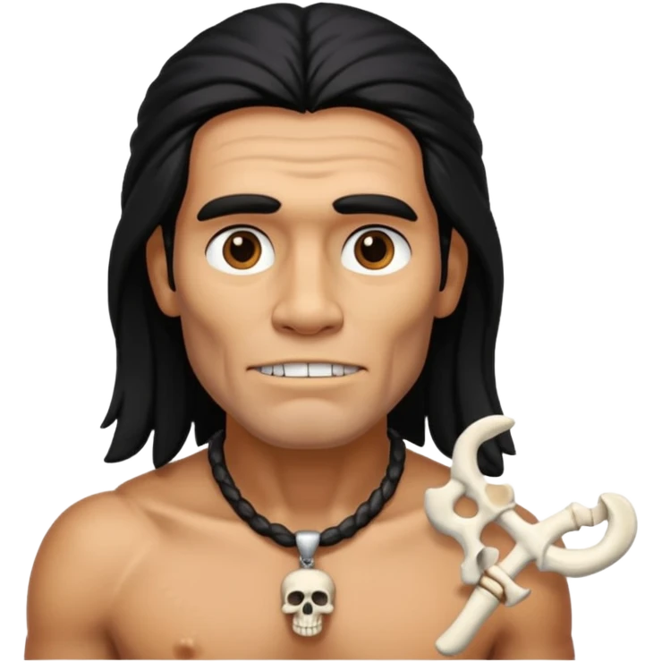 Stone age man  with skull Bone Necklace emoji