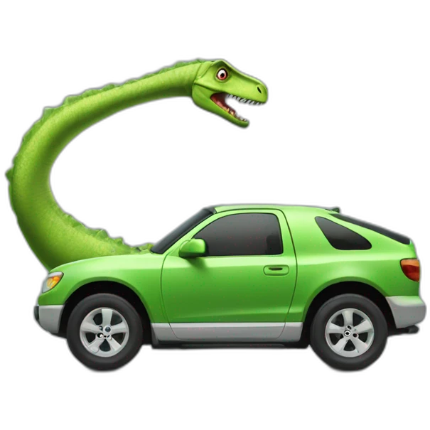 Un dinosaure qui conduit une voiture emoji