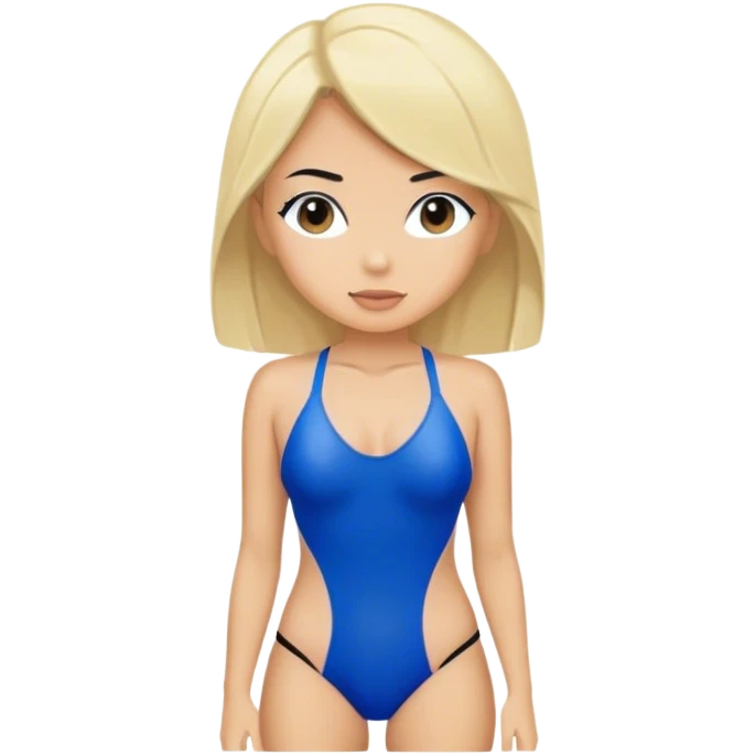 blue  swimsuit blond woman with black hair  emoji