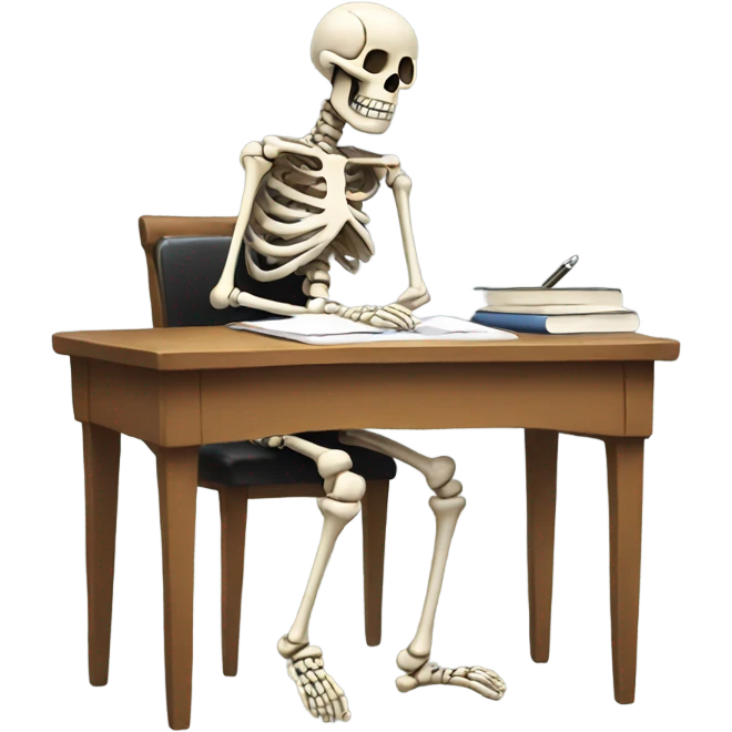 skeleton writing on a desk emoji