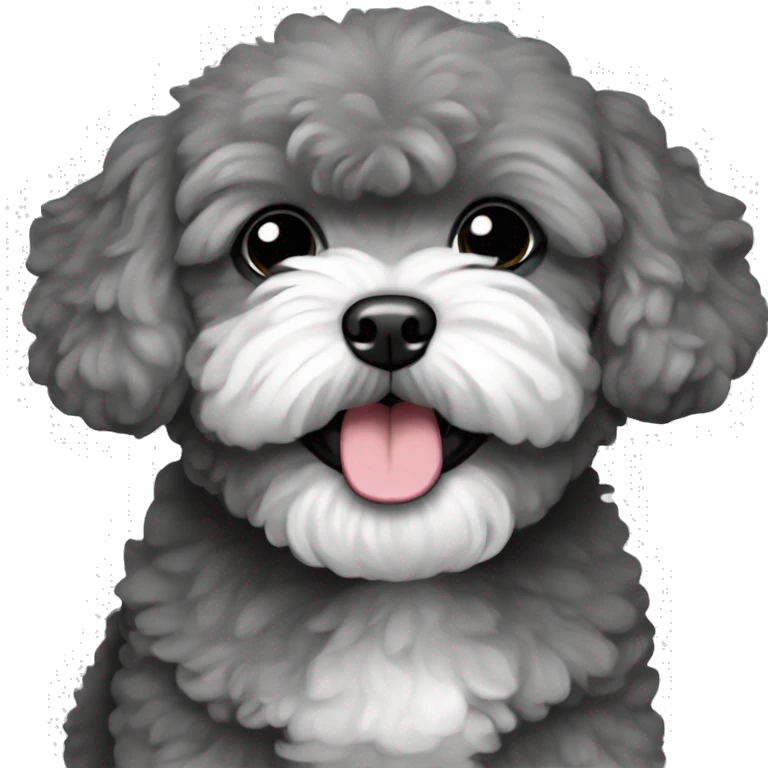 Charcoal gray maltipoo with closed mouth emoji