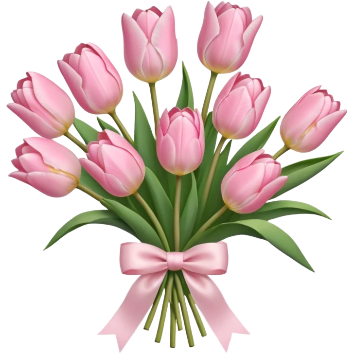 light pink tulip bouquet with light pink bow emoji