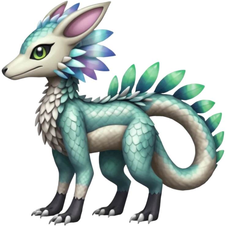 Meloetta-Sergal-Palkia-Trico-hybrid-fusion-Fakémon-creature, full body emoji