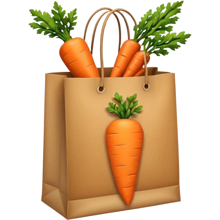 paper shopping bag with carrot. Transparent background emoji