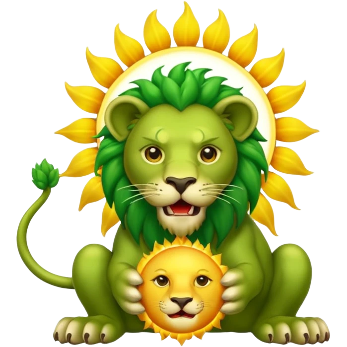 green lion devouring the sun emoji