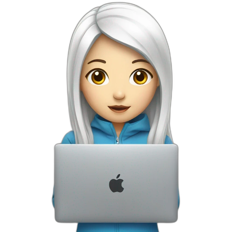 Korean girl with macbook emoji