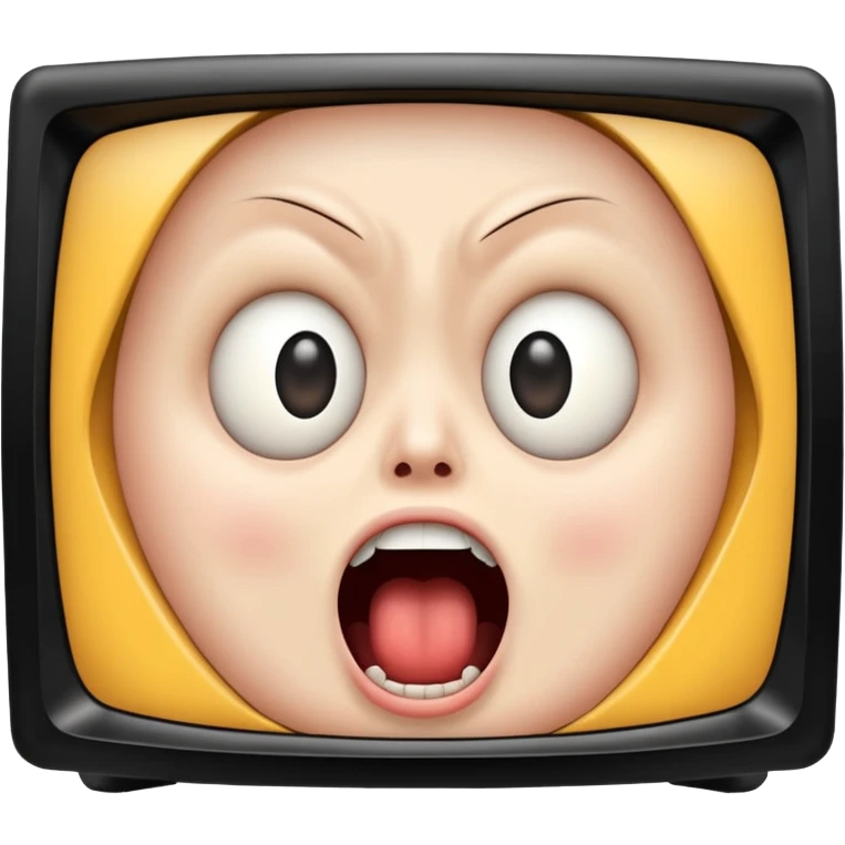 TV screen showing a screaming face emoji