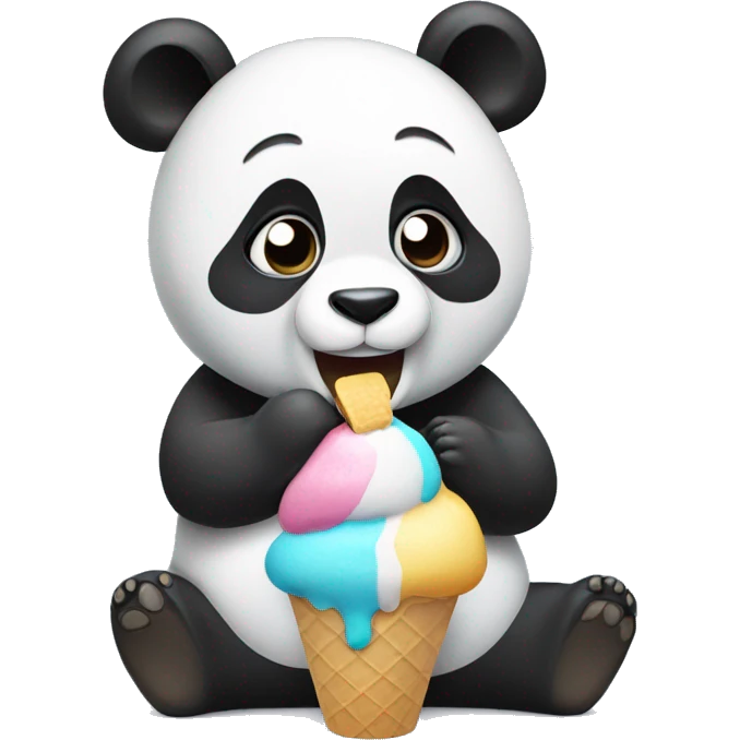 Panda eating ice cream emoji