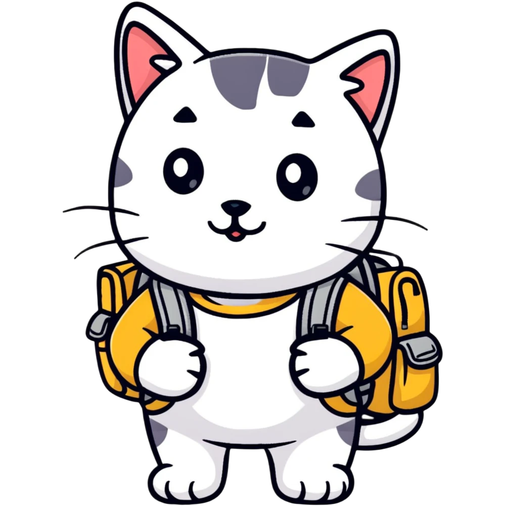 cat with a colorful backpack emoji