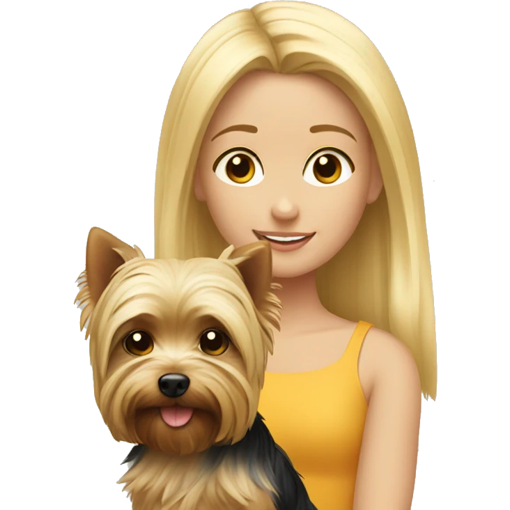Blond girl and yorkiw emoji