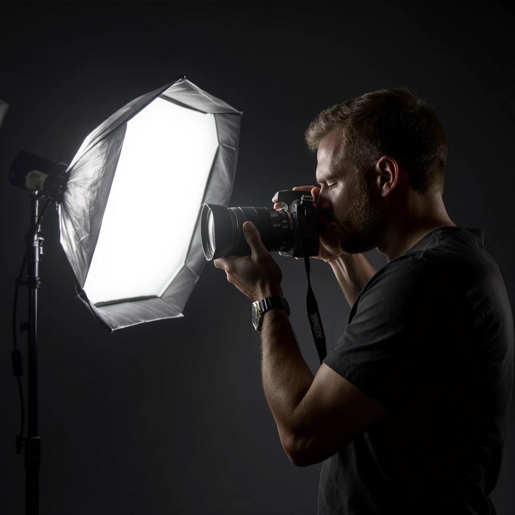 realistic photograph of a photographer, studio quality emoji