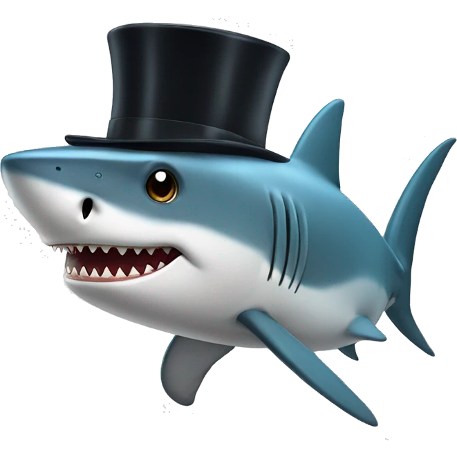 Shark with a top hat emoji