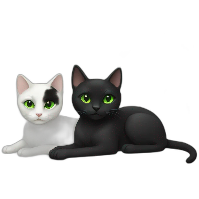 Two black cats with green eyes emoji