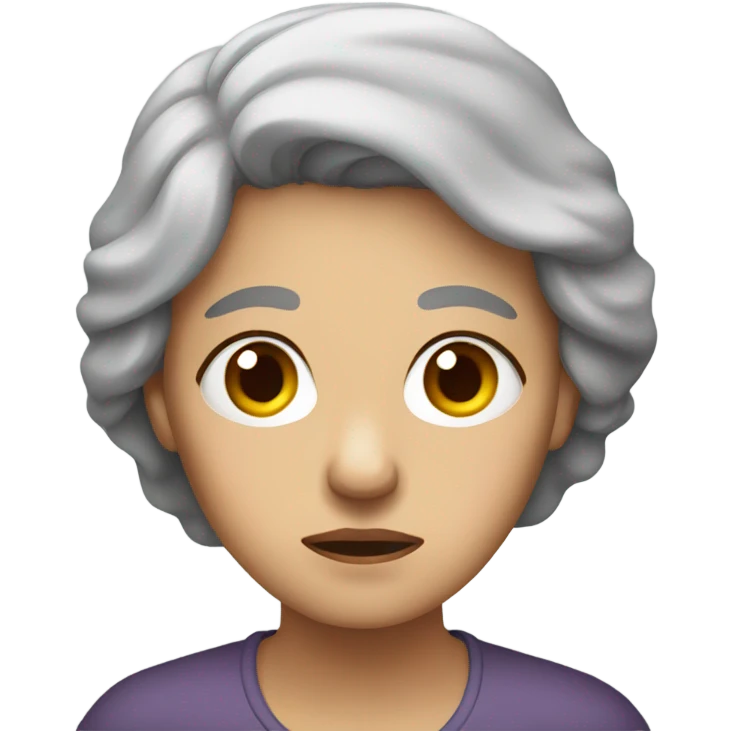 Grey haired woman looks sad emoji