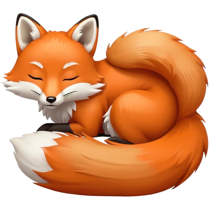 fox sleeping with head on 3 fluffy tails kamon style emoji