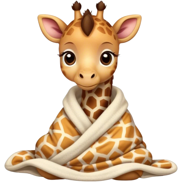 Cute, Disney-style baby giraffe cozy in blanket emoji