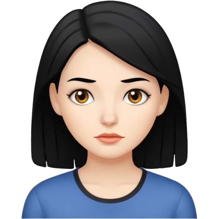 white woman with black hair, neutral expression emoji