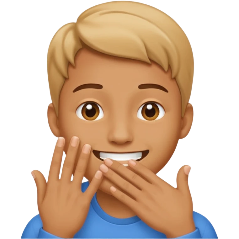 face covering mouth with one hand and smiling emoji