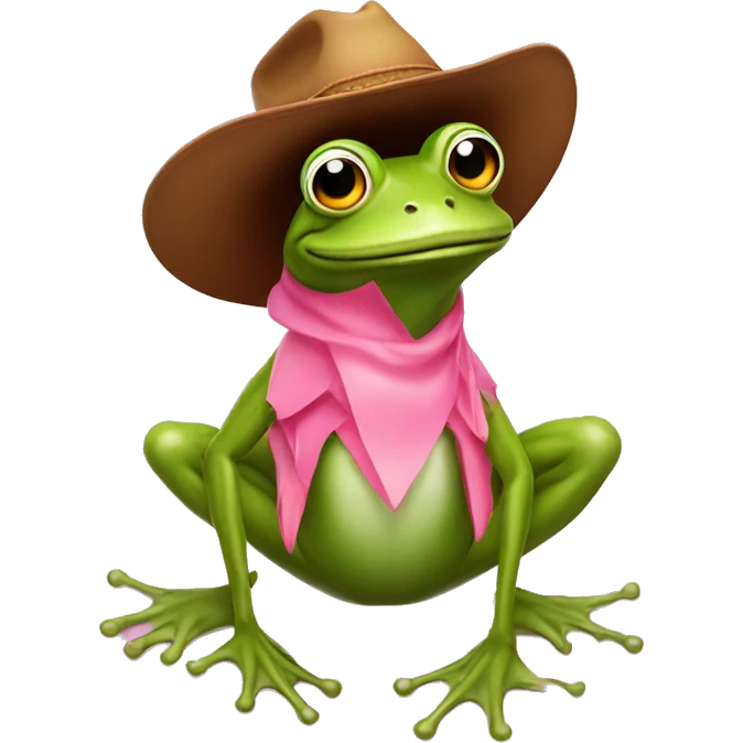 Frog wearing a cowboy hat riding a flamingo emoji