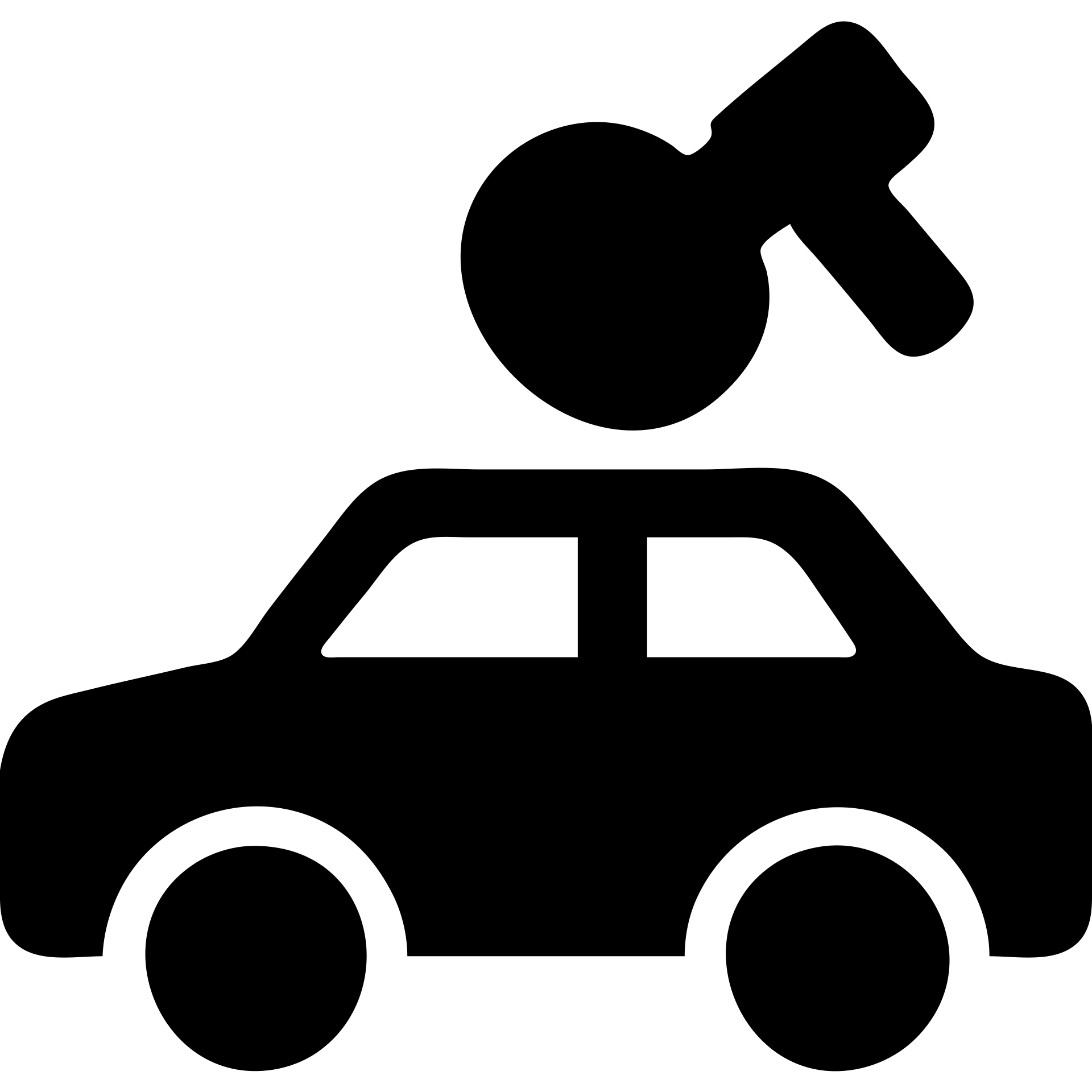 solid filled icon of a car with a polishing tool, representing Polish emoji
