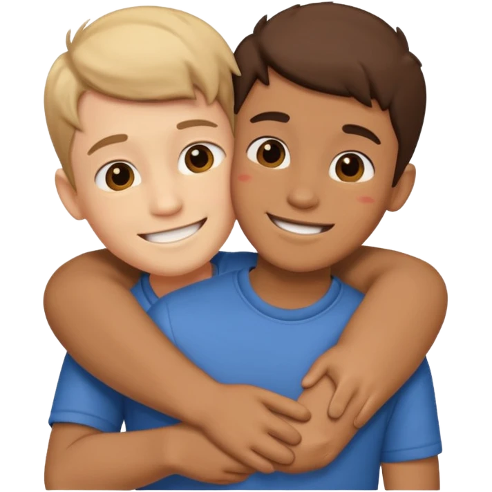 Two boy friends hug emoji