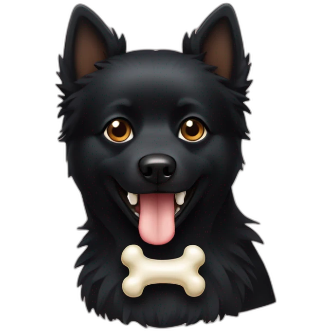 Little black spitz with bone in your mouth emoji