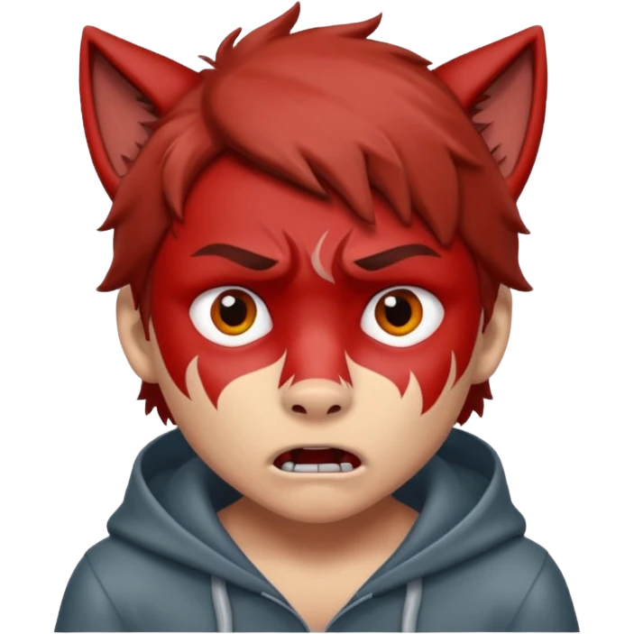 Wolf Boy Red Scared emoji